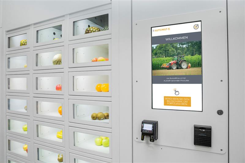 Machine distributrice Automat-e remplie de fruits et légumes